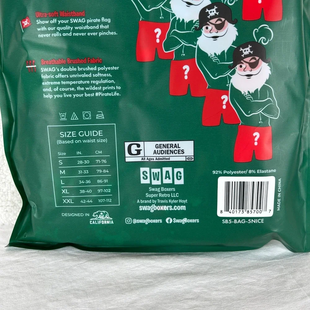 Swag Boxers Christmas Mystery 5 Pack Men‎ Small S Boxer Briefs Assorted New